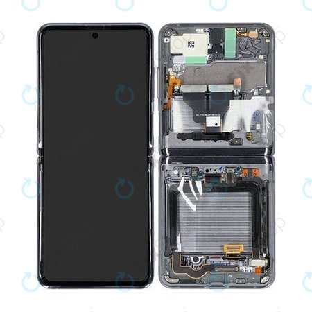 Samsung Galaxy Z Flip 5G F707B - LCD Display + Touchscreen Front Glas + Rahmen (Mystic Gray) - GH82-23351A Genuine Service Pack