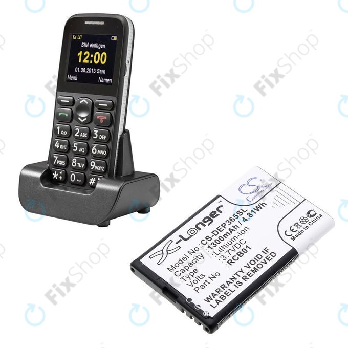Akku batterie für Doro Primo 365, 1300mAh, Li-Ion, 3.7V, RCB01, HQ