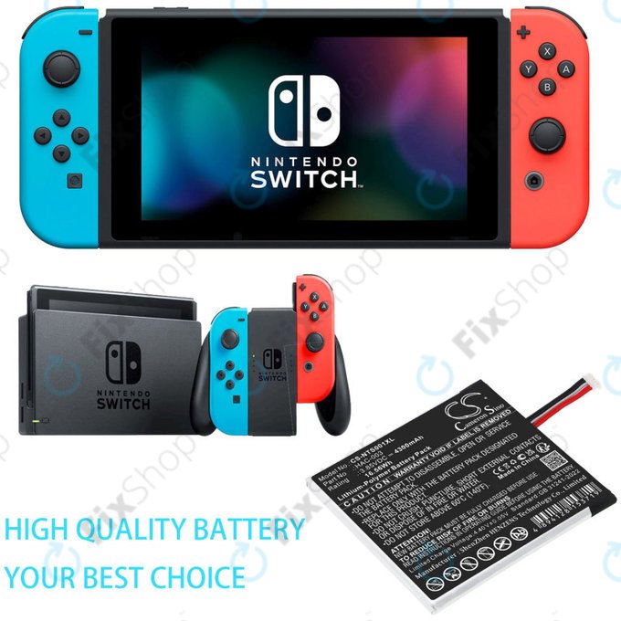 Batterie für Nintendo Switch HAC-001, 4300mAh, Li-Pol, 3.85V, HAC-003, HQ