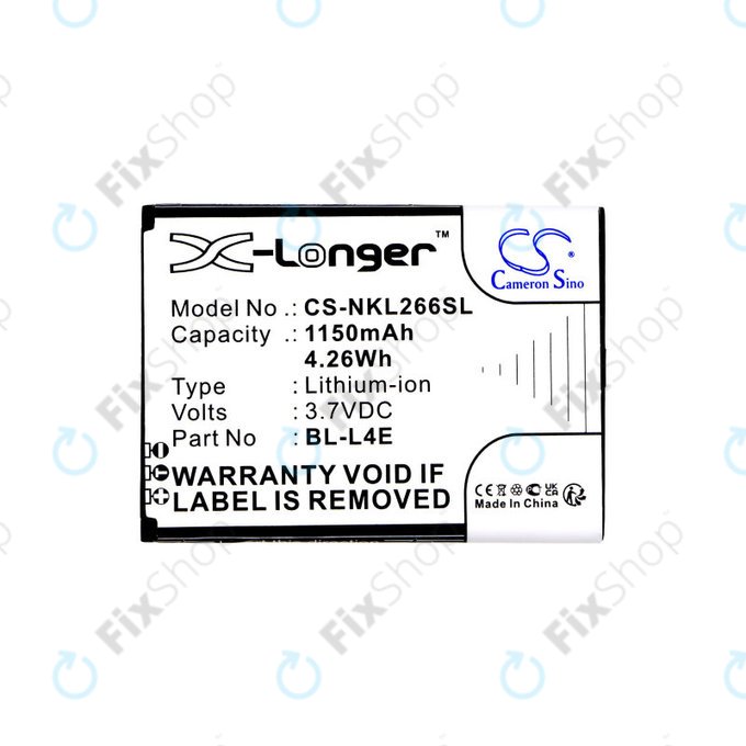 Batterie für Nokia 2660 Flip 4G, 1150mAh, Li-Ion, 3.7V, BL-L4E, HQ