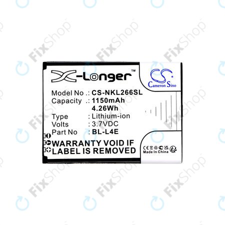 Batterie für Nokia 2660 Flip 4G, 1150mAh, Li-Ion, 3.7V, BL-L4E, HQ