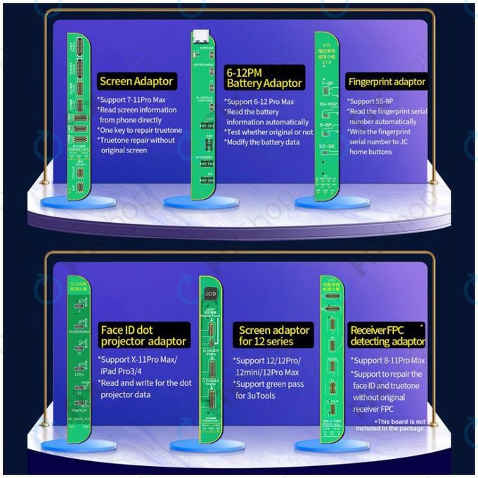 JC V1SE Programmer + LCD, Battery, Fingerprint, Face ID und 12-series Boards (iPhone 7 - 12 Pro Max)