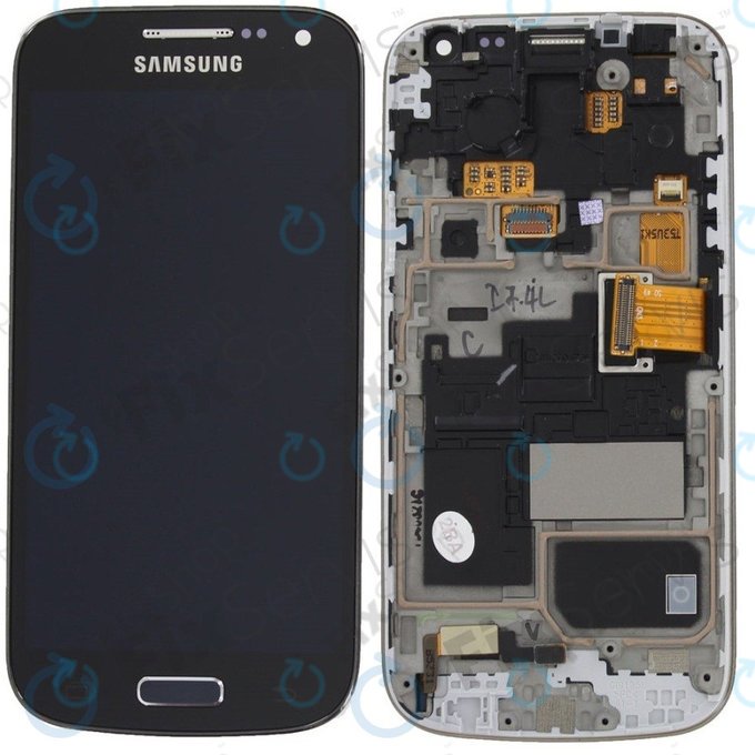 Samsung Galaxy S4 Mini Value I915i - LCD Display + Touchscreen Front Glas + Rahmen (Black Mist) - GH97-16992C Genuine Service Pack
