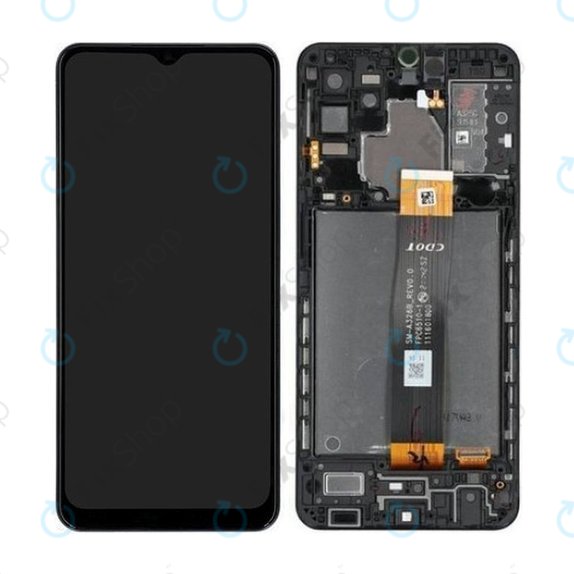 Samsung Galaxy A32 5G A326B - LCD Display + Touchscreen Front Glas + Rahmen (Awesome Black) - GH82-25121A, GH82-25122A Genuine Service Pack