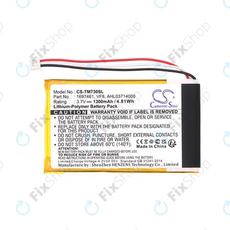 Akku batterie für TomTom Go 530 Live, 630T, 720, 730T, 930T, 1697461, Li-Polymer, 3.7V, 1300mAh, HQ