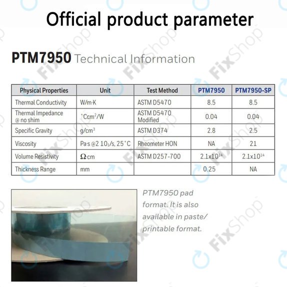 Wärmeleitpad Honeywell PTM7950, 80 × 40 × 0.25mm