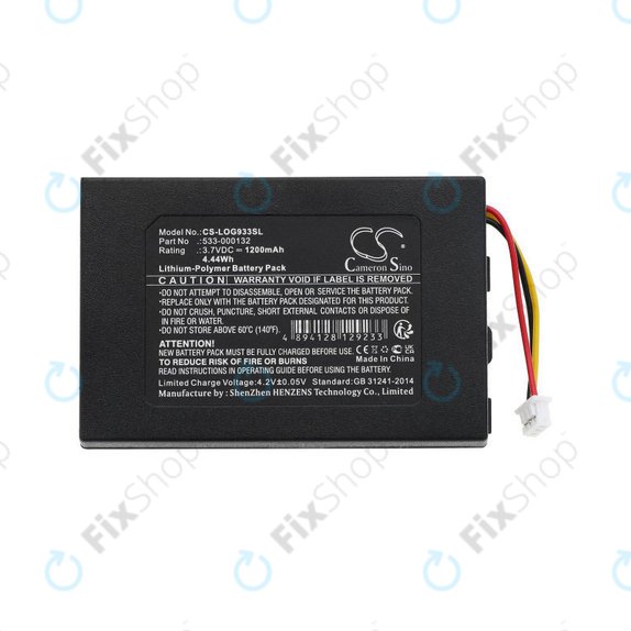 Batterie für Logitech G533, G933, 1200mAh, Li-Pol, 3.7V, 533-000132, HQ