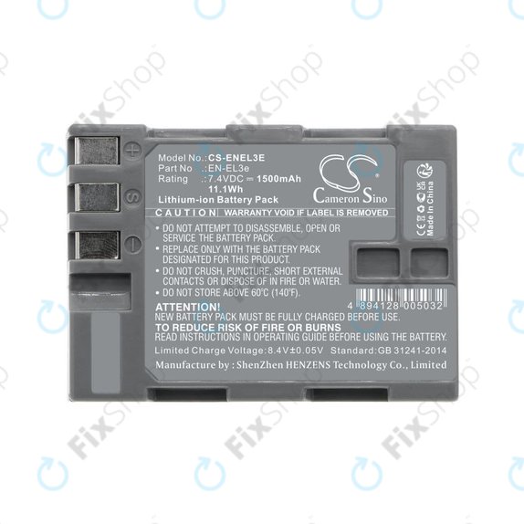 Akku batterie für Nikon D100, D200, D50, D70, D70s, D80, D300S, D700, D90, D300, 1500mAh, Li-Ion, 7.4V, EN-EL3e, HQ