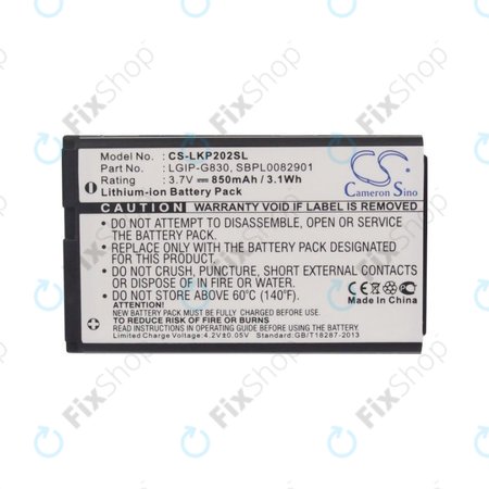 Batterie für LG KG120, 850mAh, Li-Ion, 3.7V, LGIP-G830, HQ