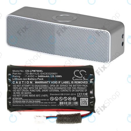 Akku batterie für LG Music Flow P7, Xboom Go PK7, 3400mAh, Li-Ion, 7.4V, TD-Bb11LG, HQ