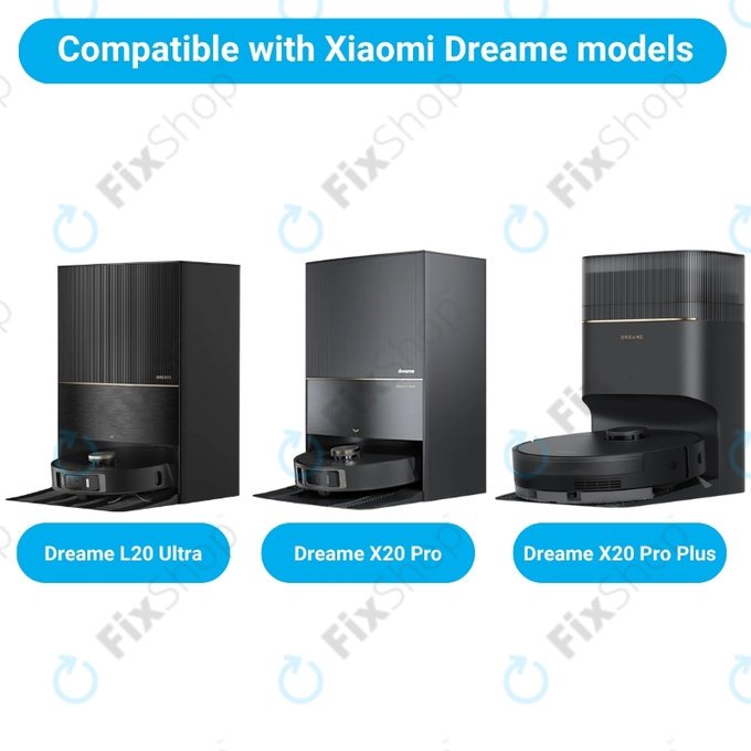 Ersatzteilset für Xiaomi Dreame L20 Ultra, X20 Pro, X20 Pro Plus (1x Hauptbürste, 2x Filter, 2x Seitenbürste – schwarz)