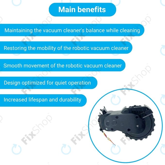 Xiaomi Mijia E10, E12, Mi Robot Vacuum Mop 2 Lite, 2 Pro - Rad mit Motor (Links) (Schwarz)