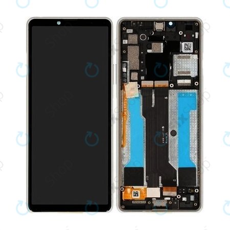 Sony Xperia 10 III - LCD Display + Touchscreen Front Glas + Rahmen (White) - A5034093A Genuine Service Pack
