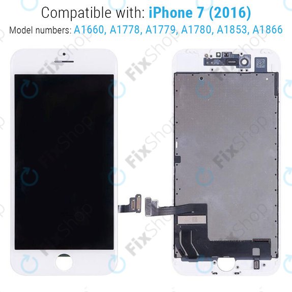 Display für iPhone 7, White, Touchscreen-Glas mit Rahmen, Refurbished