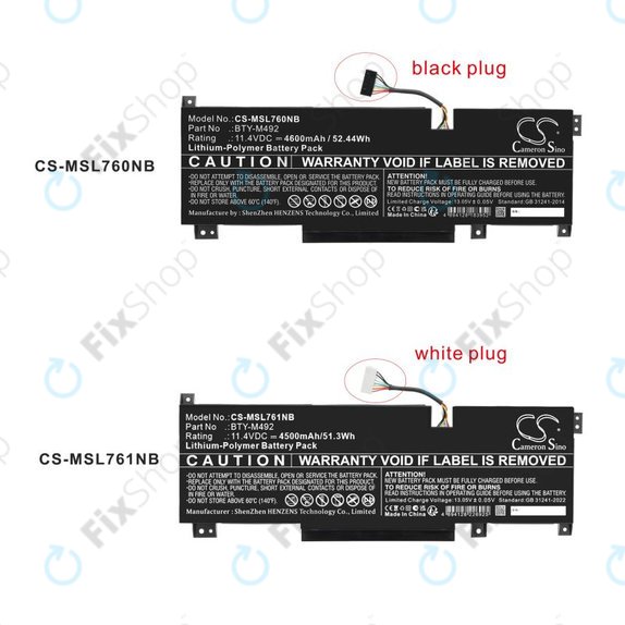 Akku batterie für MSI Pulse GL76, Katana GF66, Bravo 15, Crosshair 17, 4600mAh, Li-Pol, 11.4V, BTY-M492, HQ