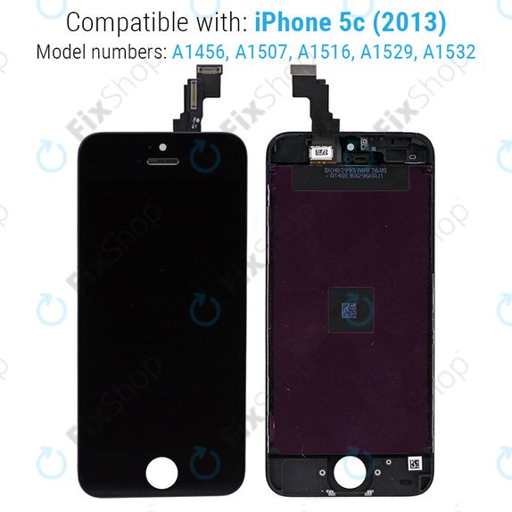 Apple iPhone 5C - LCD Display + Touchscreen front Glas + Rahmen (Schwarz) Original Refurbished