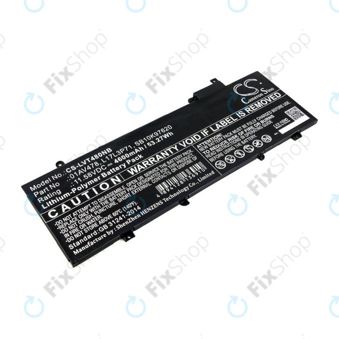 Batterie für Lenovo ThinkPad T480S, 4600mAh, Li-Pol, 11.58V, 01AV478, HQ