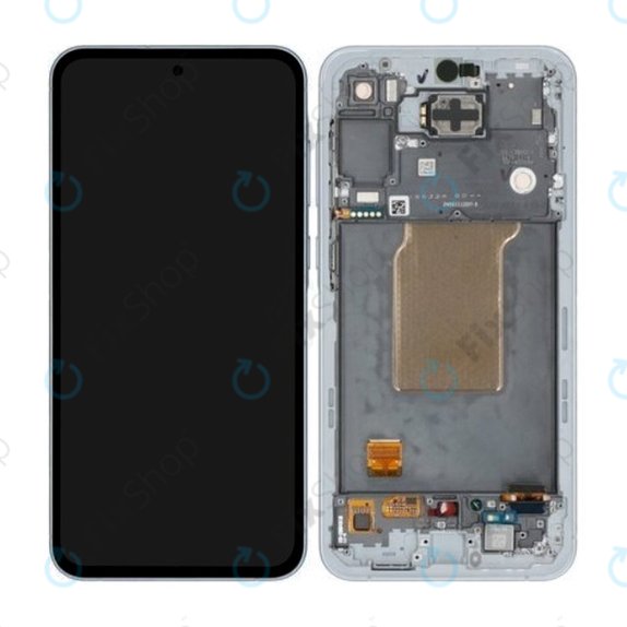 Samsung Galaxy A55 A556B - LCD Display + Touchscreen Front Glas + Rahmen (Awesome Iceblue) - GH82-34305B Genuine Service Pack