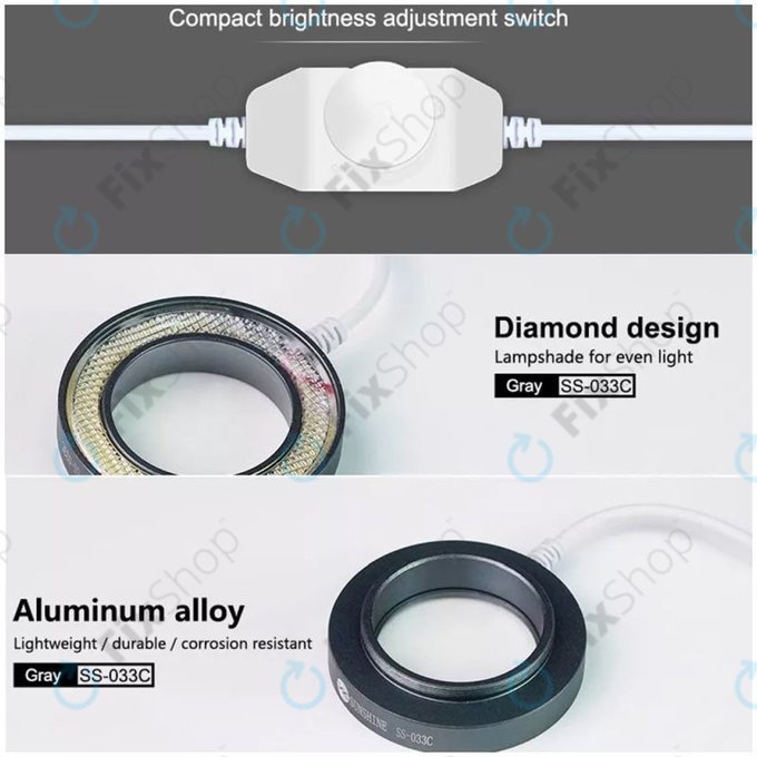 Sunshine SS-033C - Staubgeschützter Spiegel + einstellbares LED-Licht