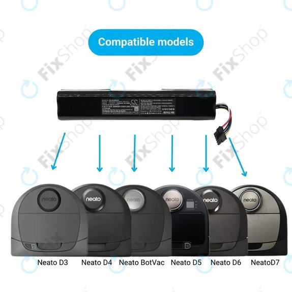 Neato Botvac D3, D4, D5, D6, D7-series - Akku Batterie 945-0225, 205-0011, 205-0013 Li-Ion 14.4V 4200mAh HQ