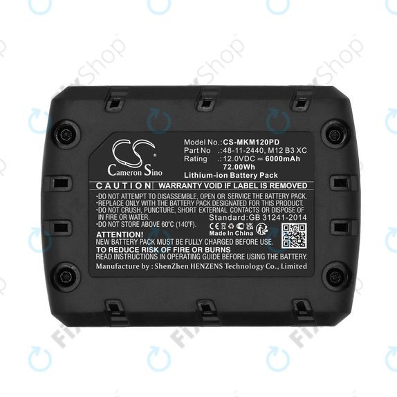 Akku batterie für Milwaukee M12 Redlithium XC 4.0, 6000mAh, Li-Ion, 12V, M12 B3 XC, M12 B4 XC, HQ