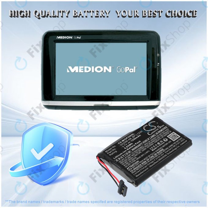 Batterie für Mitac Mio P350, P550, 1250mAh, Li-Ion, 3.7V, BL-LP1230, HQ