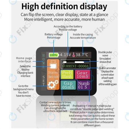 Docreate SW - Tragbare Einstellbare Punktschweißmaschine mit Display (5000mAh)