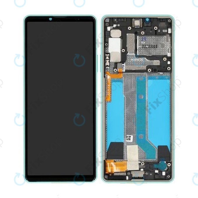 Sony Xperia 10 IV XQCC54 - LCD Display + Touchscreen Front Glas + Rahmen (Mint) - A5047175A Genuine Service Pack