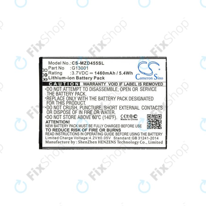 Batterie für Navon Mizu D455, 1460mAh, Li-Ion, 3.7V, G13001, HQ