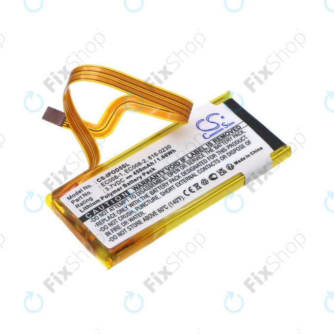 Batterie für Apple iPod Classic 6th Gen, iPod 5G, iPod Video, 450mAh, Li-Pol, 3.7V, EC008, HQ