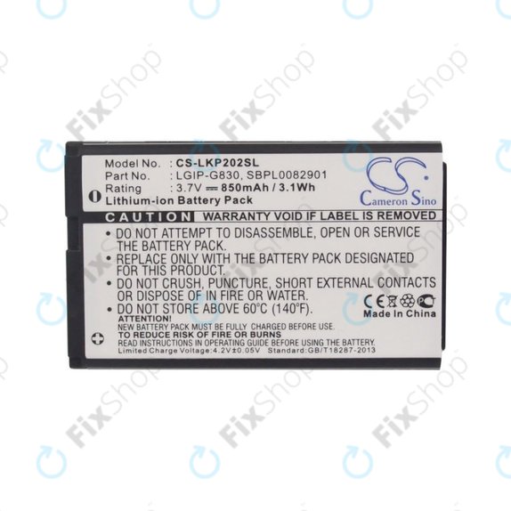 Batterie für LG KG120, 850mAh, Li-Ion, 3.7V, LGIP-G830, HQ