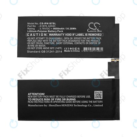 Apple iPad Pro 12.9 (3rd Gen 2018), iPad Pro 12.9 (4th Gen 2020) - Akku Batterie A1876, A2043 9650mAh HQ