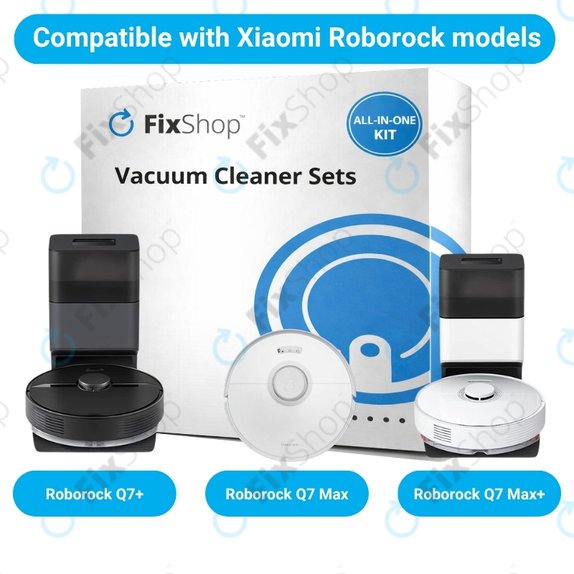 Ersatzteilset für Xiaomi Roborock Q7+, Q7 Max, Q7 Max+ (2x Hauptbürste, 4x Filter, 4x Seitenbürste – weiß)