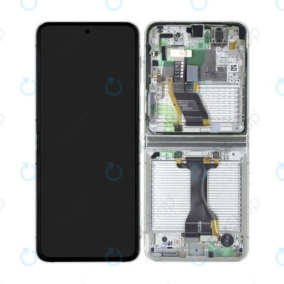 Samsung Galaxy Z Flip 5 F731B - LCD Display + Touchscreen Front Glas + Rahmen (Cream) - GH82-31827B Genuine Service Pack