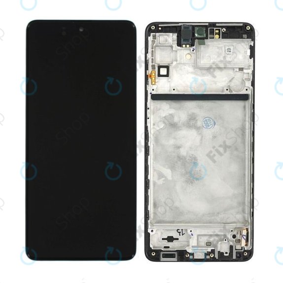 Samsung Galaxy M51 M515F - LCD Display + Touchscreen Front Glas + Rahmen (Celestial Black) - GH82-23568A, GH82-24168A, GH82-24166A Genuine Service Pack