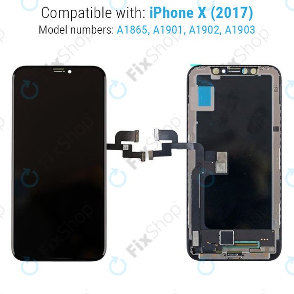 Display Hard OLED für iPhone X, Touchscreen-Glas mit Rahmen, FixPremium