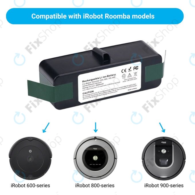 iRobot Roomba 600, 800, 900-series - Akku Batterie 4502233, 4374392, 2130LI Li-Ion 14.8V 5800mAh