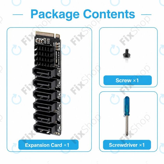M.2 NVMe Erweiterungskarte mit 6 SATA III Ports