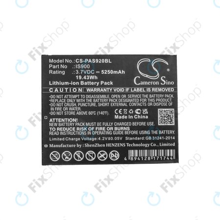 Batterie für Pax A920, A920c, 5250mAh, Li-Ion, 3.7V, IS900, HQ