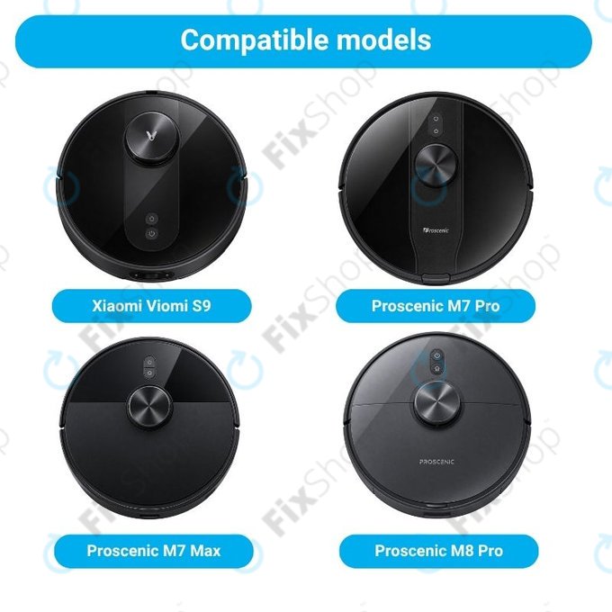Ersatzteilset für Xiaomi Viomi S9, Proscenic M7 Pro, M7 Max, M8 Pro (1x Hauptbürste, 2x Filter, 2x Seitenbürste, 2x Wischtuch, 2x Staubbeutel)