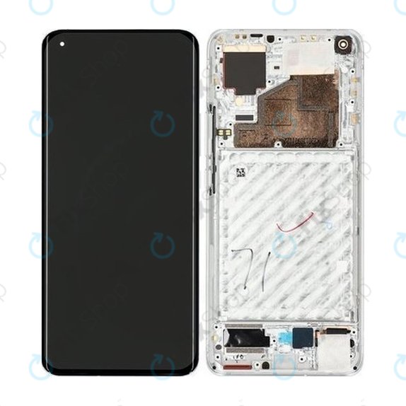Xiaomi Mi 11, Mi 11 Pro - LCD-Display + Touchglas + Rahmen (Cloud White) - 56000700K200 Genuine Service Pack