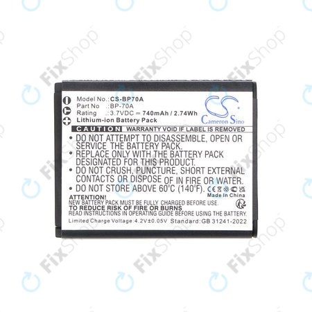 Akku batterie für Samsung ES, ST, 740mAh, Li-Ion, 3.7V, BP-70A, HQ