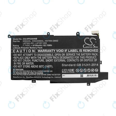 Akku batterie für HP Spectre X360 14-EA0002NI, X360 14-EA0002NX, 8150mAh, Li-Pol, 7.7V, WS04XL, HQ