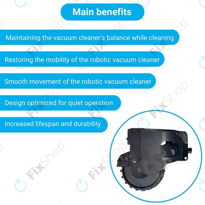 Xiaomi Dreame F9, Mi Robot Vacuum Mop (Mijia 1C), 2 Pro+ (Mijia 1T) - Rad mit Motor (Links) (Schwarz)