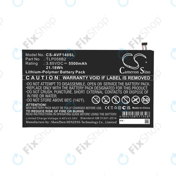 Batterie für Vodafone Tab Prime 7, 5500mAh, Li-Pol, 3.85V, TLP058B2, HQ