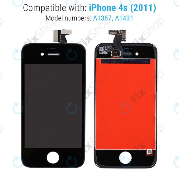 Display für iPhone 4S, Black, Touchscreen-Glas mit Rahmen