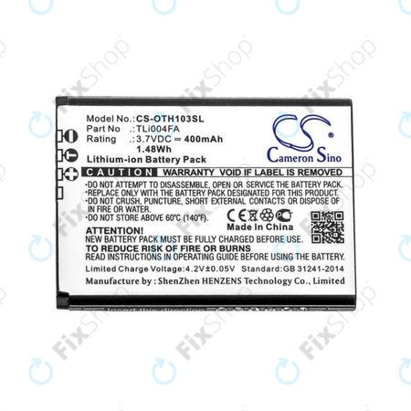 Akku batterie für Alcatel OneTouch 1013, 1035D, 1046D, 400mAh, Li-Ion, 3.7V, TLi004FA, HQ