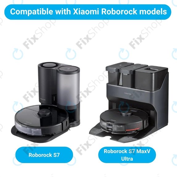 Ersatzteilset für Xiaomi Roborock S7, S7 MaxV Ultra (1x Hauptbürste, 2x Filter, 2x Seitenbürste – schwarz, 2x Wischtuch)