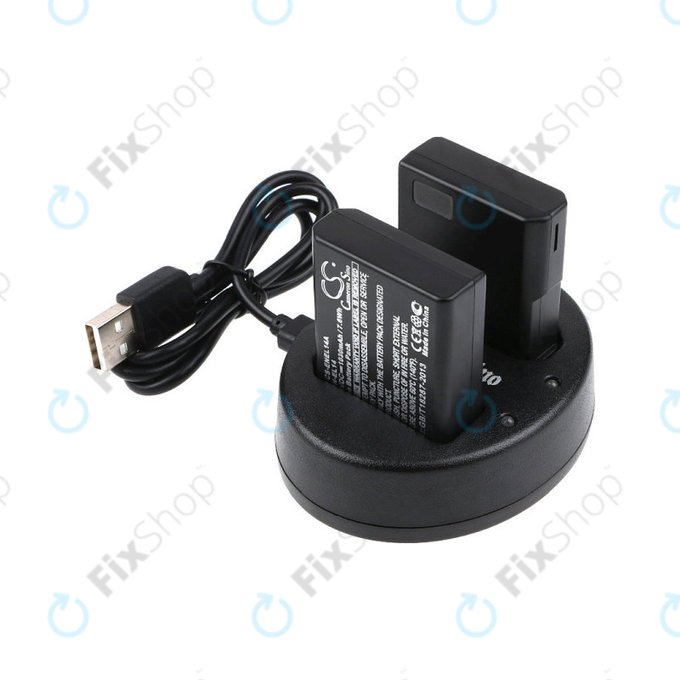 2 Akkus mit Ladegerät fürNikon Coolpix P7000, P7700, D3100, D3200, D5100, 1030mAh, Li-Ion, 7.4V, EN-EL14, HQ