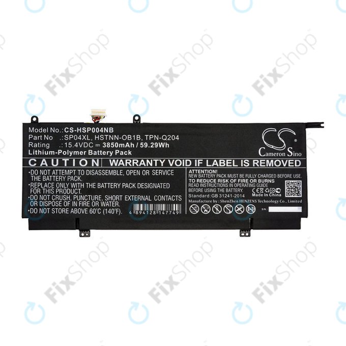 Batterie für HP Spectre X360 13, 3850mAh, Li-Pol, 15.4V, HSTNN-OB1B, HQ